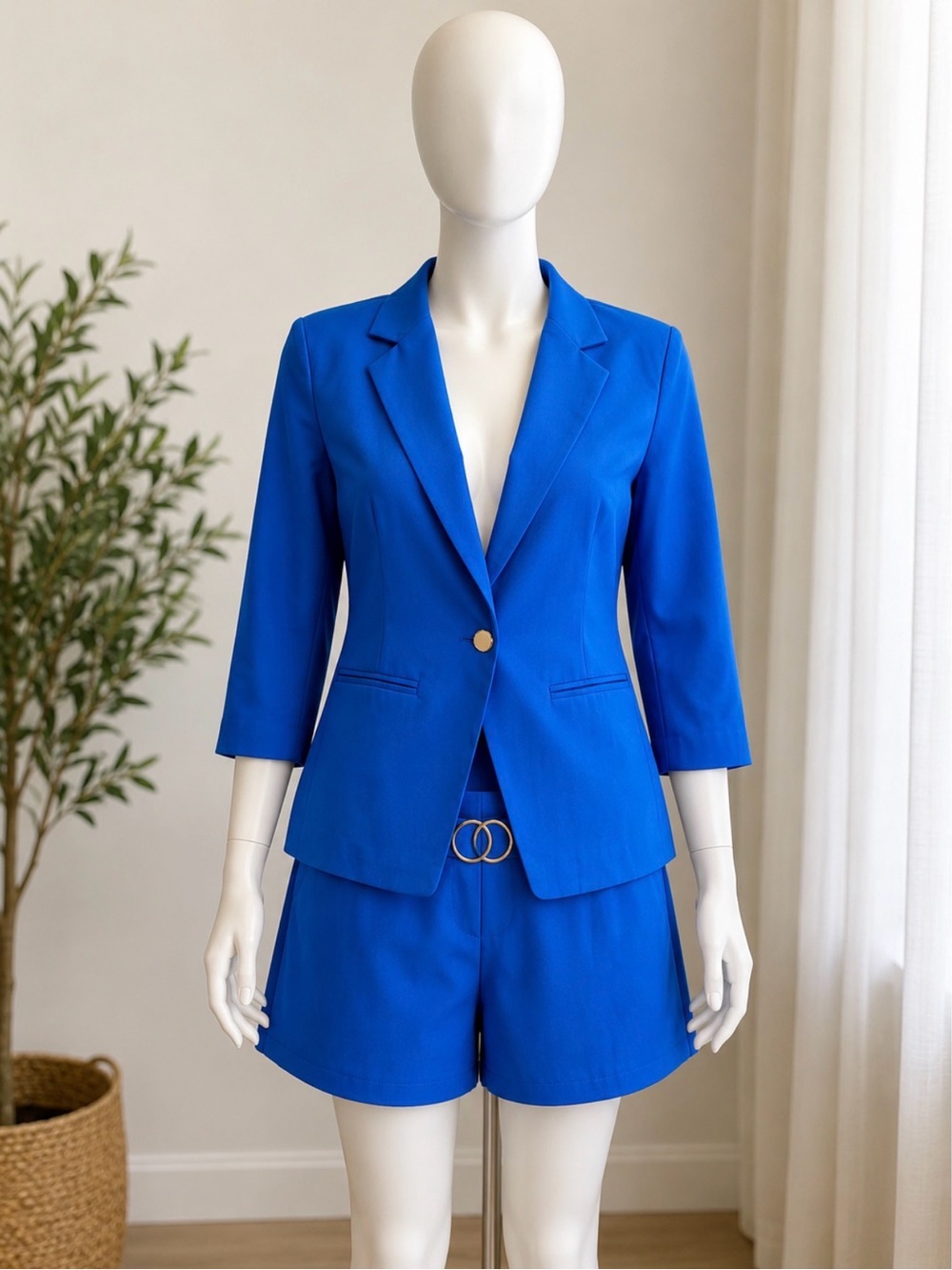 Electric Blue Tailored Blazer & Shorts Set
